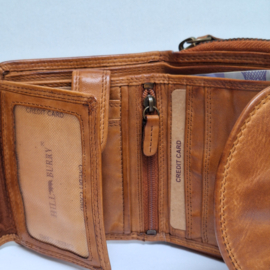 Hillburry portemonnee cognac gewassen leer