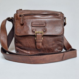 Hillburry schoudertas gewassen leer brown
