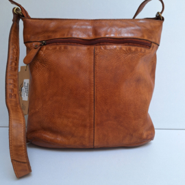 Hillburry schoudertas gewassen leer cognac