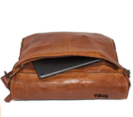 Hillburry leren  schooltas/schoudertas van gewassen leer