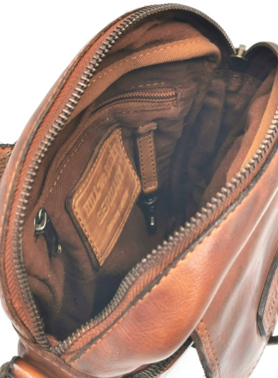 Hillburry leren schoudertas  cognac
