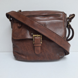 Hillburry schoudertas gewassen leer brown
