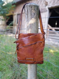 Hillburry schoudertas gewassen leer cognac