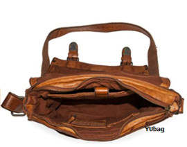 Hillburry leren  schooltas/schoudertas van gewassen leer