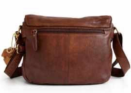 Hill-burry schoudertas brown gewassen leer