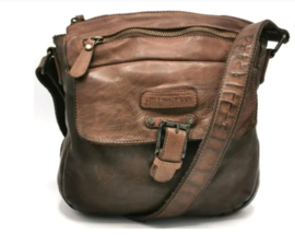 Hillburry schoudertas gewassen leer brown