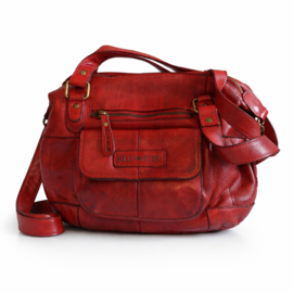 Hill-burry  leren schoudertas    gewassen leer rood