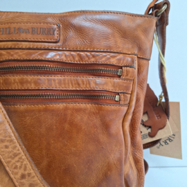 Hillburry schoudertas gewassen leer cognac