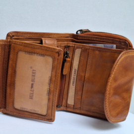 Hillburry portemonnee cognac gewassen leer