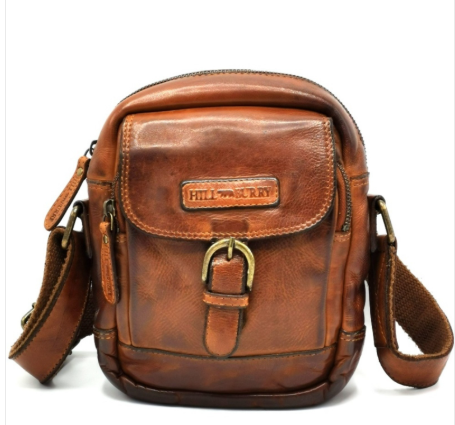 Hillburry leren schoudertas  cognac