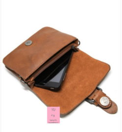 HillBurry Leren Schoudertas & Riemtas – Cognac