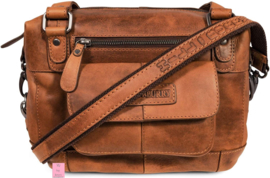 Hillburry  leren schoudertas  cognac