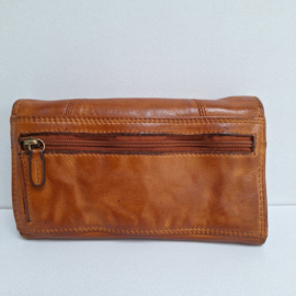 Hillburry portemonnee cognac gewassen leer.