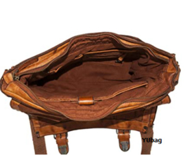 Hillburry leren  schooltas/schoudertas van gewassen leer