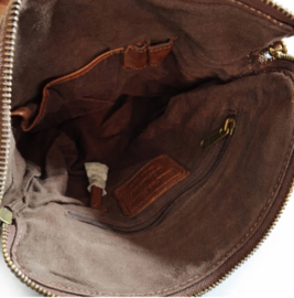 Hill-burry schoudertas gewassen leer brown