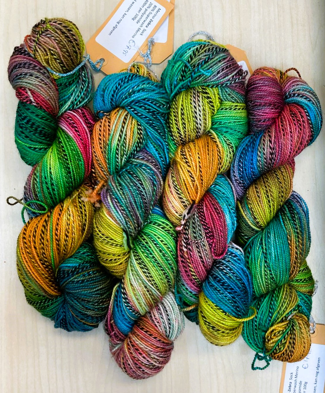 Handgeverfd Merino Sock - Zebra