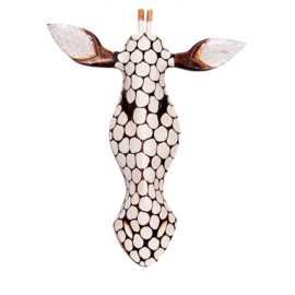 55 cm Houten GIRAFFE masker ASSIBI - Afrikaans dierenmasker