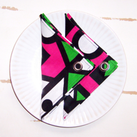 Afrikaanse SERVETTEN Samakaka groen-roze | set van 2 | african wax print napkins  | 35 x 35 cm