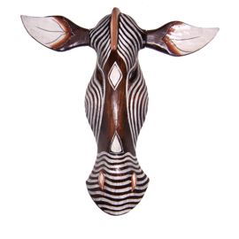 50 cm Houten ZEBRA masker AMAZU - Afrikaans dierenmasker