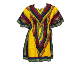 Afrikaanse dashiki jurk HEART DONKERGEEL | kaftan-jurkje