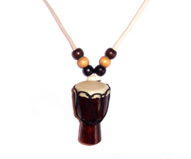 KETTING DRUM #7 | afrikaanse djembé | hout / crème leerveter