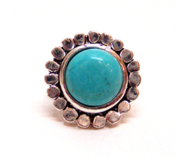 RING TURQUOISE #5 tibetaans zilver met turquoise steen