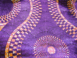 254 Afrikaanse stof | African Wax Print Osikani met paarse opdruk 100% cotton  | prijs / yard