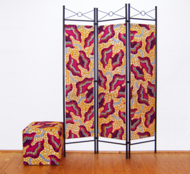 Kamerscherm HOT PINK-ORANGE | 3-delig, vouwbaar | African room divider Vlisco | 180 cm x 120 cm