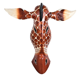 50 cm Houten GIRAFFE masker KAMARA - Afrikaans dierenmasker