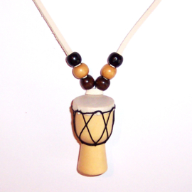 KETTING DRUM #1 | afrikaanse trommel | hout / crème leerveter