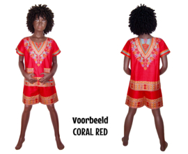 African dashiki set KHAKI | shirt + short | Vlisco ANGELINA | unisex maat L = 6-8 jaar