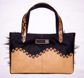 SAVANNAH leren shopper met african python snake skin