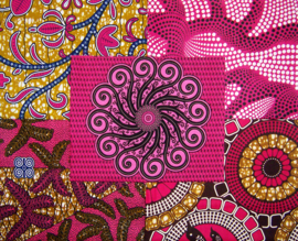 Afrikaanse quiltstoffen | 5 Fat Quarters African Wax Print | bundel PINK