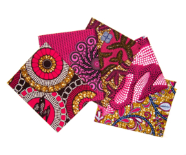 Afrikaanse quiltstoffen | 5 Fat Quarters African Wax Print | bundel PINK