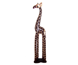 GIRAFFE beeld van hout - 102 cm | Afrikaans dierenbeeld