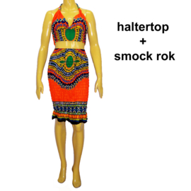 African Gypsy haltertop DONKERGEEL | topje met straps