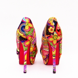 Flower Power pumps | hippie bloemenprint | maat 38 zwart (#1)