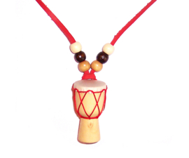 KETTING DRUM #2 | afrikaanse trommel | hout / rode leerveter