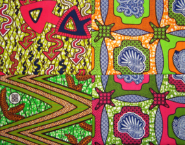 Afrikaanse quiltstoffen | 4 Fat Quarters African Wax Print | bundel GREEN