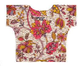 Dashiki setje GIRL FLOWERS | shirt + short | afrikaanse wax print | maat S = 1-2 jaar