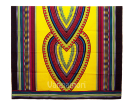Dashiki stof HEART DONKERGEEL | african print | 100% katoen | coupon 180 x 110 cm