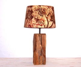 Tafellamp teakhout BATIK Brown | Indonesian Batik Print | 56 cm