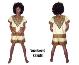Afrikaanse dashiki set PINK | shirt + short | Vlisco ANGELINA | unisex maat L = 6-8 jaar