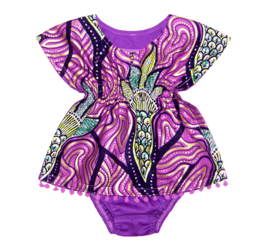 Dashiki setje BABY GIRL PURPLE | jurkje + luierbroekje | Vlisco / GOUD | maat 62/68 = 3-6 mnd