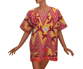 Afrikaans dashiki shirt ZIGZAG red | african wax print | unisex