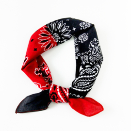PAISLEY BANDANA rood-zwart 55x55 cm hoofddoek / zakdoek