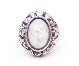 RING NATUREL #3 tibetaans zilver met abalone schelp | verstelbaar