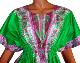 Afrikaanse dashiki jurk GREEN | kaftanjurkje | Vlisco ANGELINA