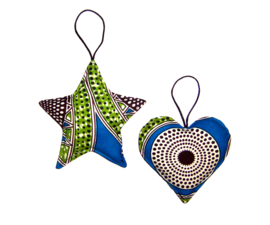 Afrikaanse kersthangers NAEEM hart + ster | kerstversiering / kerstornamenten #2