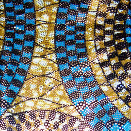 256 Afrikaanse stof | African Wax Print Osikani met zilveren opdruk - 100% cotton | prijs / yard